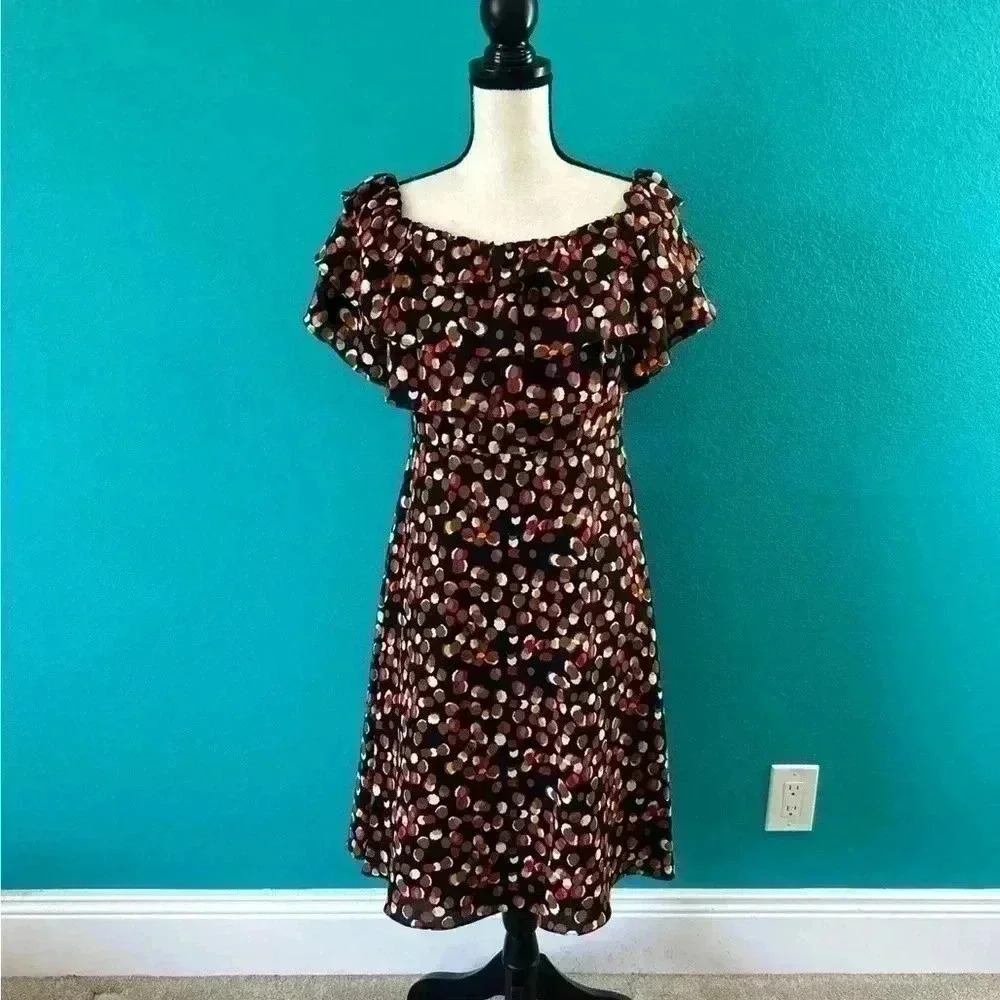 Mikael aghal off the shoulder tiered crepe multicolored printed midi dress